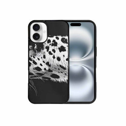 iPhone 16 Plus Case — Leopard Print Black And White Style, Custom Made Phone Cover