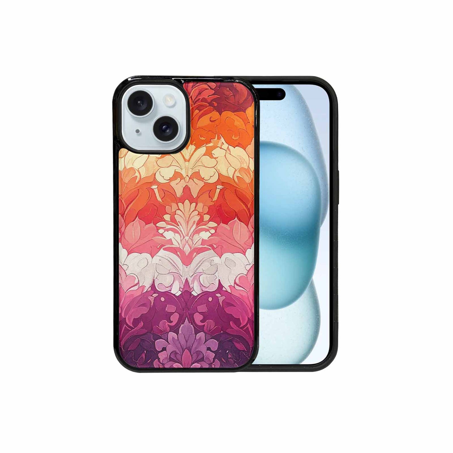 iPhone 15 Case — Lesbian Flag Color Theme Small Rainbow, Unique Phone Case Design