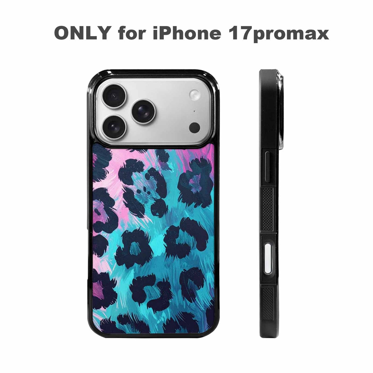 iPhone 17 Pro Max Case — Leopard Neon Pink Teal Airbrush Animal, Custom Print Case Cover