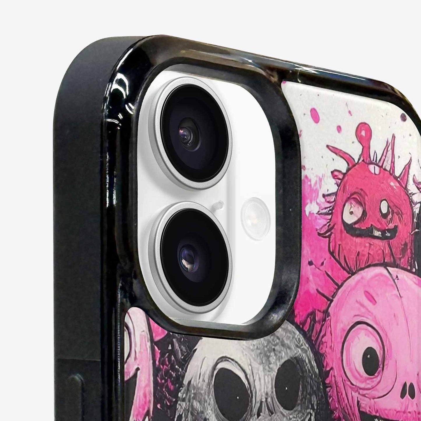 iPhone 16 Plus Case — Monsters General Black Pink Ink Cartoon, Custom Phone Case