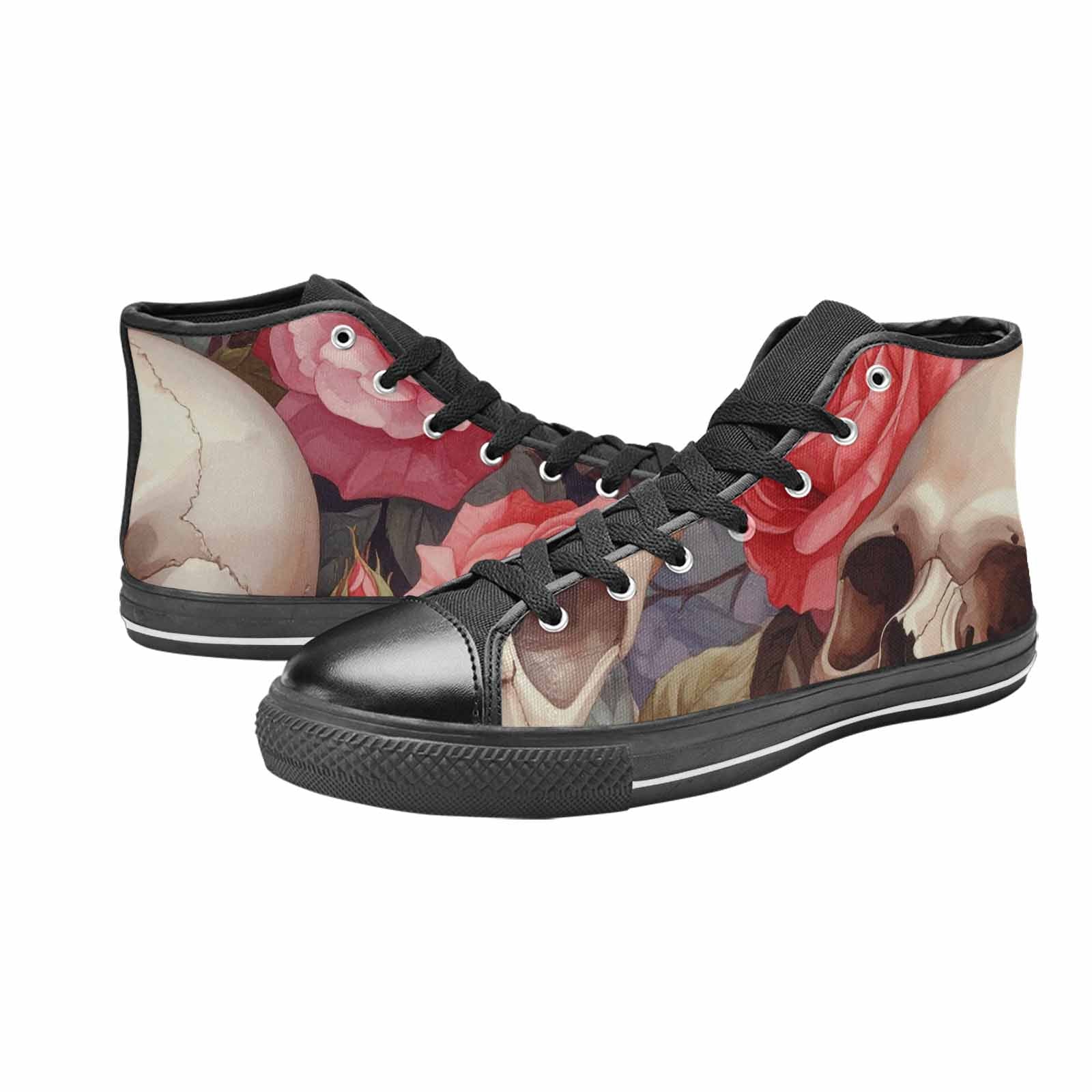 MEN'S Skulls Roses Soft Airbrush High Top Canvas Neon Fantasy Sneakers