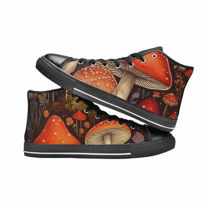 WOMEN'S Mushroom High Top Canvas Dark Academia Custom Sneakers