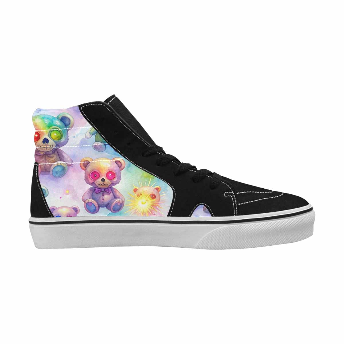 MEN'S Rainbow Teddy Skeletons Eye High Top Canvas Melting Art Custom Sneakers