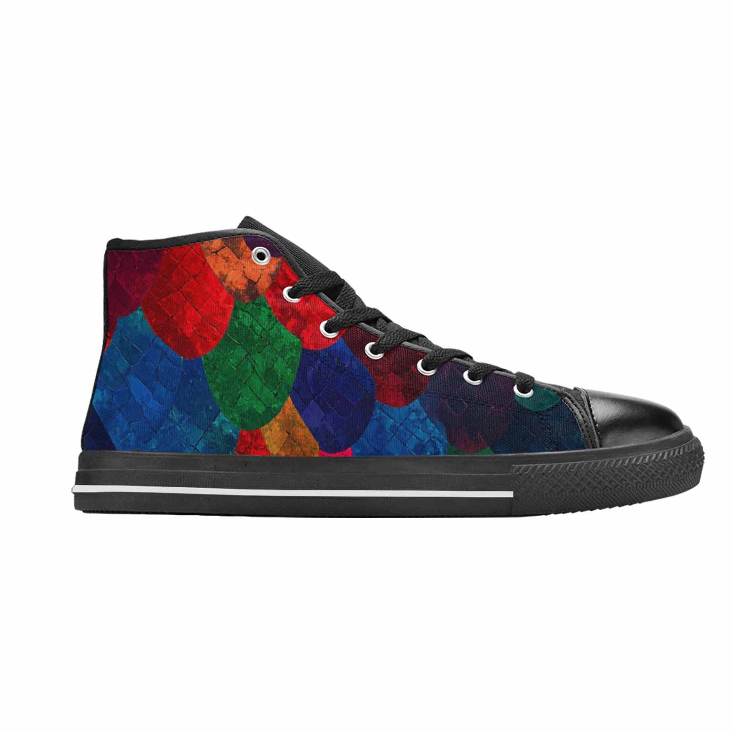 WOMEN'S Dark Snake Print High Top Canvas Cottagecore Custom Sneakers