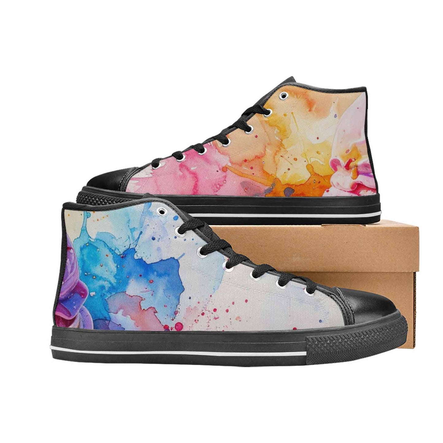 WOMEN'S Melting Icecream Collage High Top Canvas Neon Fantasy Shoes