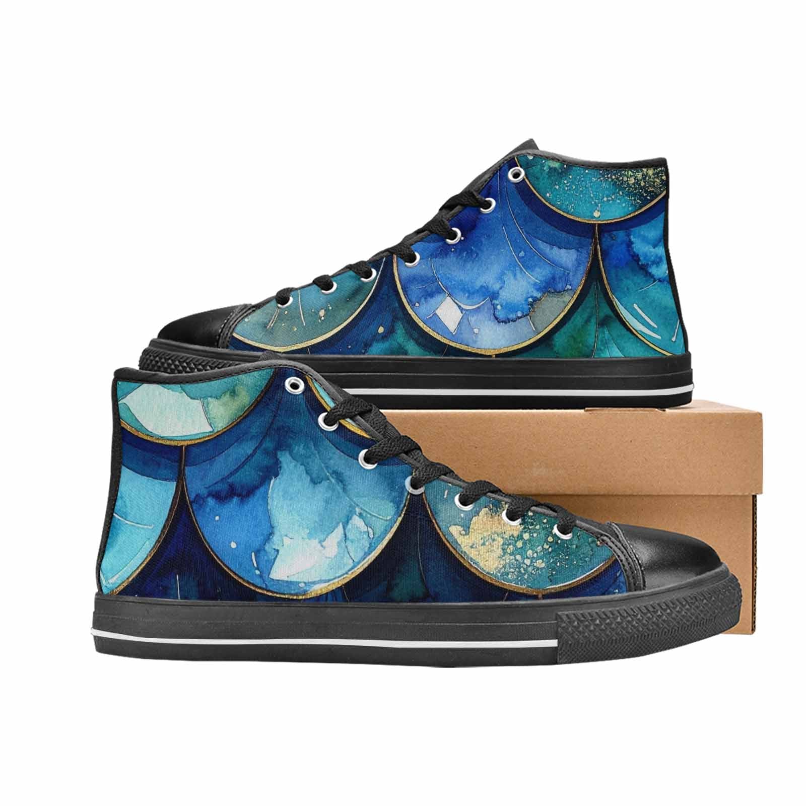 MEN'S Mermaid Scale High Top Canvas Surreal Custom Shoes