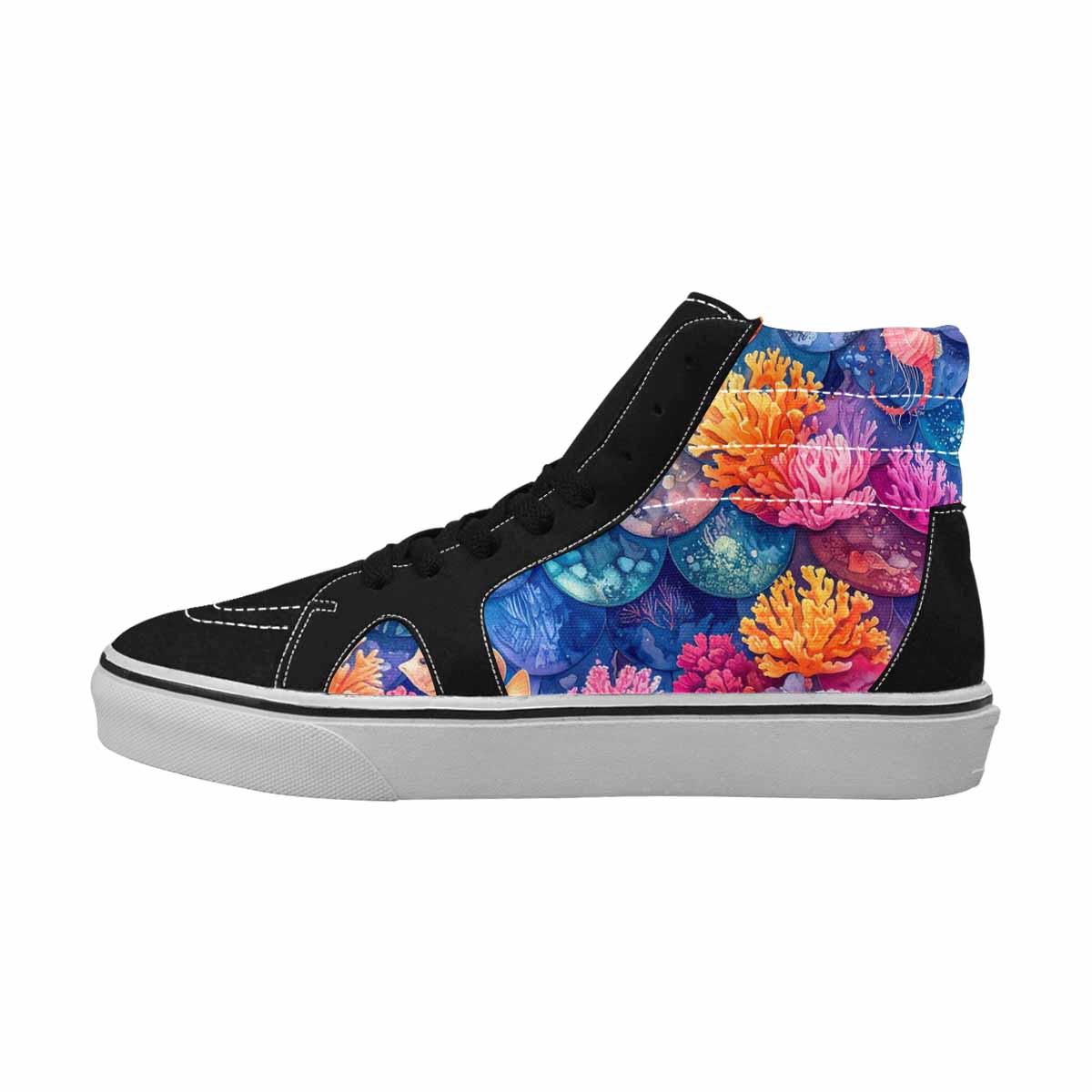 MEN'S Fish Scale Coral High Top Canvas Wallpaper Art Custom Shoes