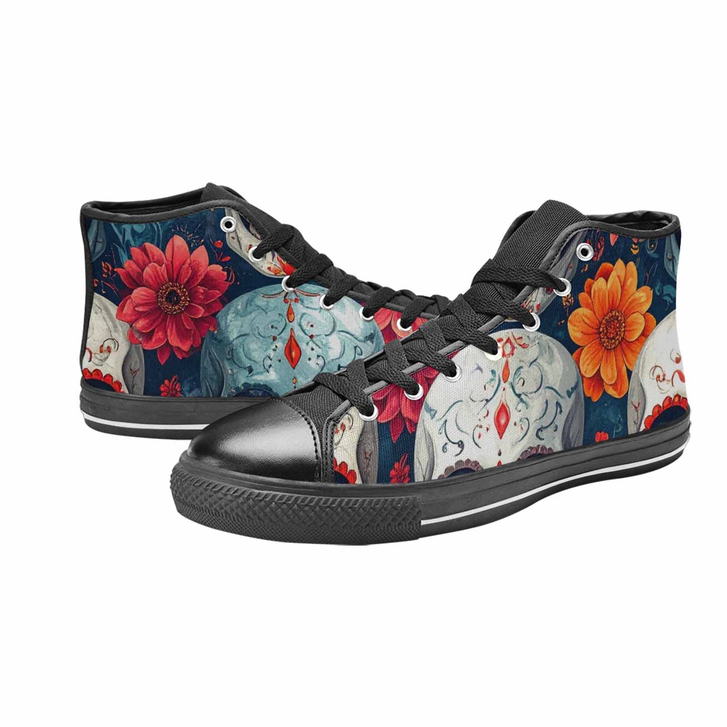 MEN'S Marble Skull High Top Canvas Neon Fantasy Sneakers