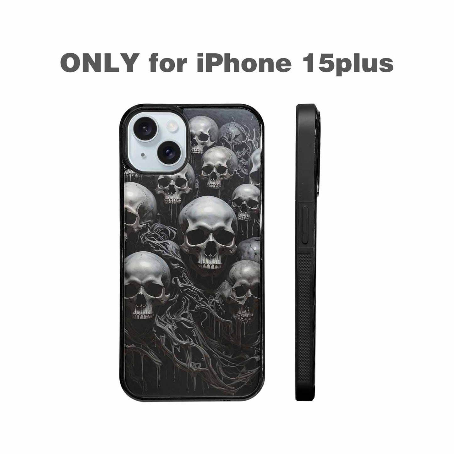 iPhone 15 Plus Case — Grey Dark Black And Grey Tones, Custom Designed Case Cover