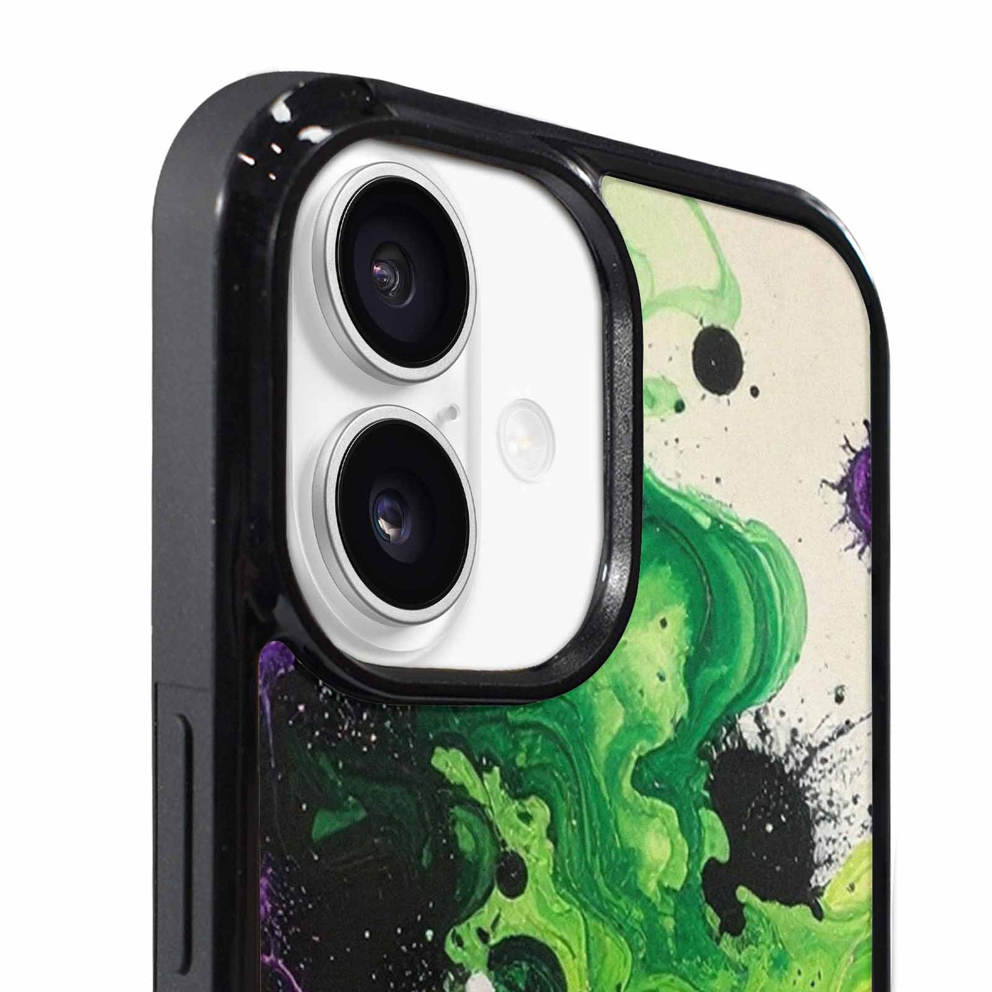 iPhone 17 Case — Black &amp; Green Ink Galaxy Space, Custom Designed Case Cover