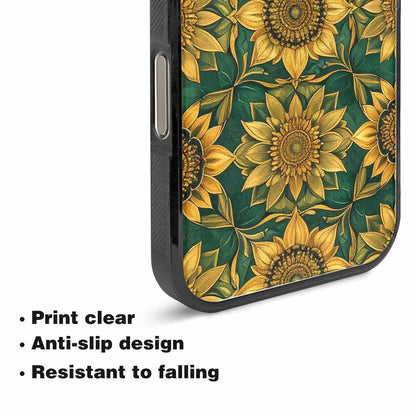 iPhone 15 Pro Max Case — Sunflower Mandala Kaleidoscope Custom, Customized Protective Case