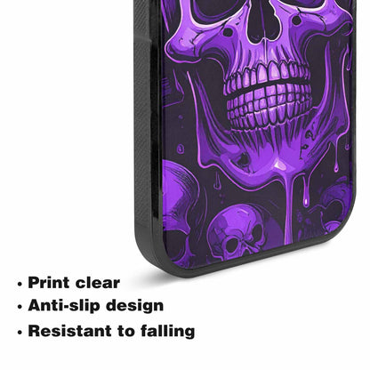 iPhone 15 Plus Case — Monochrome Purple Skeletons Neon Drip Melting, Original Design Phone Case