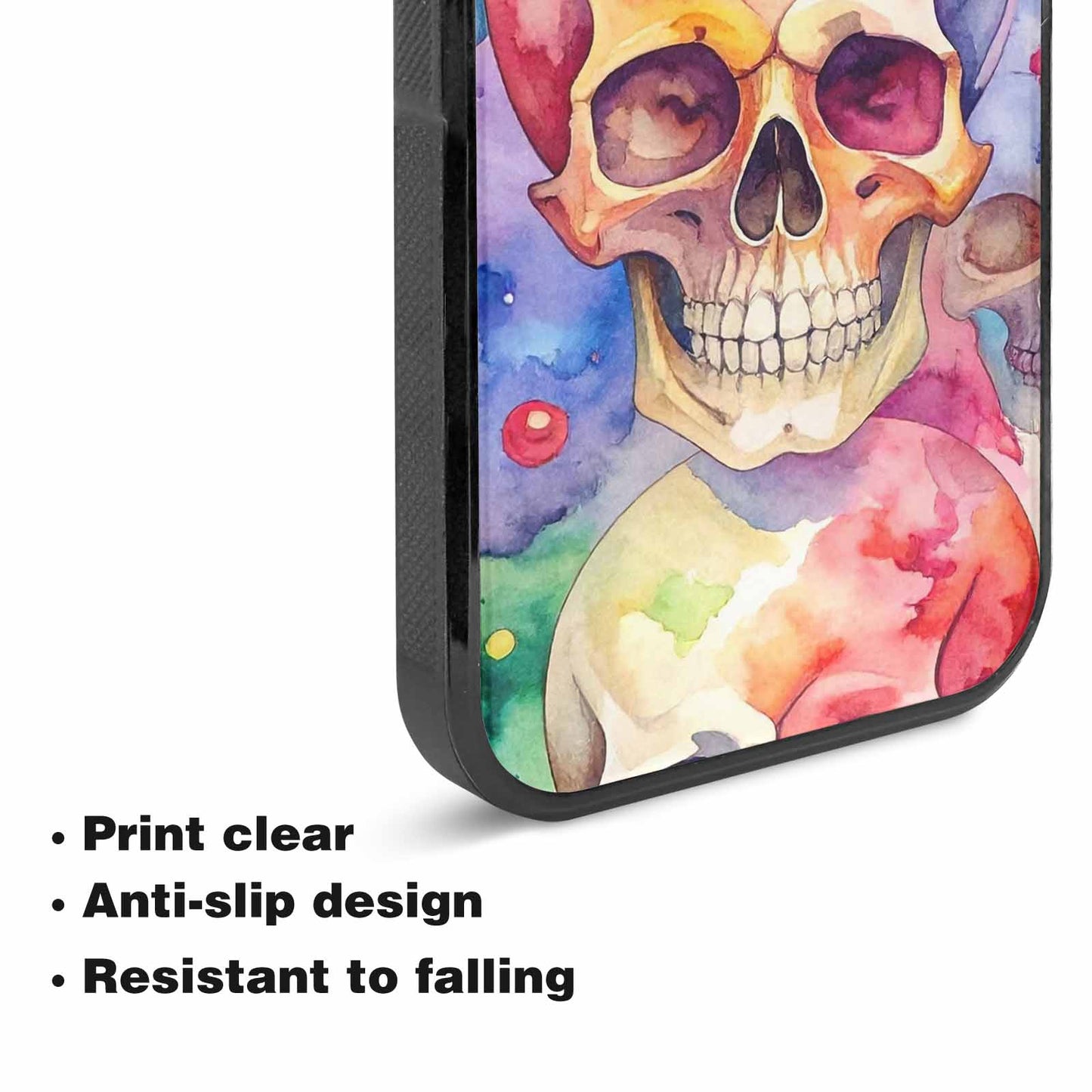 iPhone 15 Plus Case — Kulls Watercolor Skulls Small Skull Pattern, Customized Protective Case