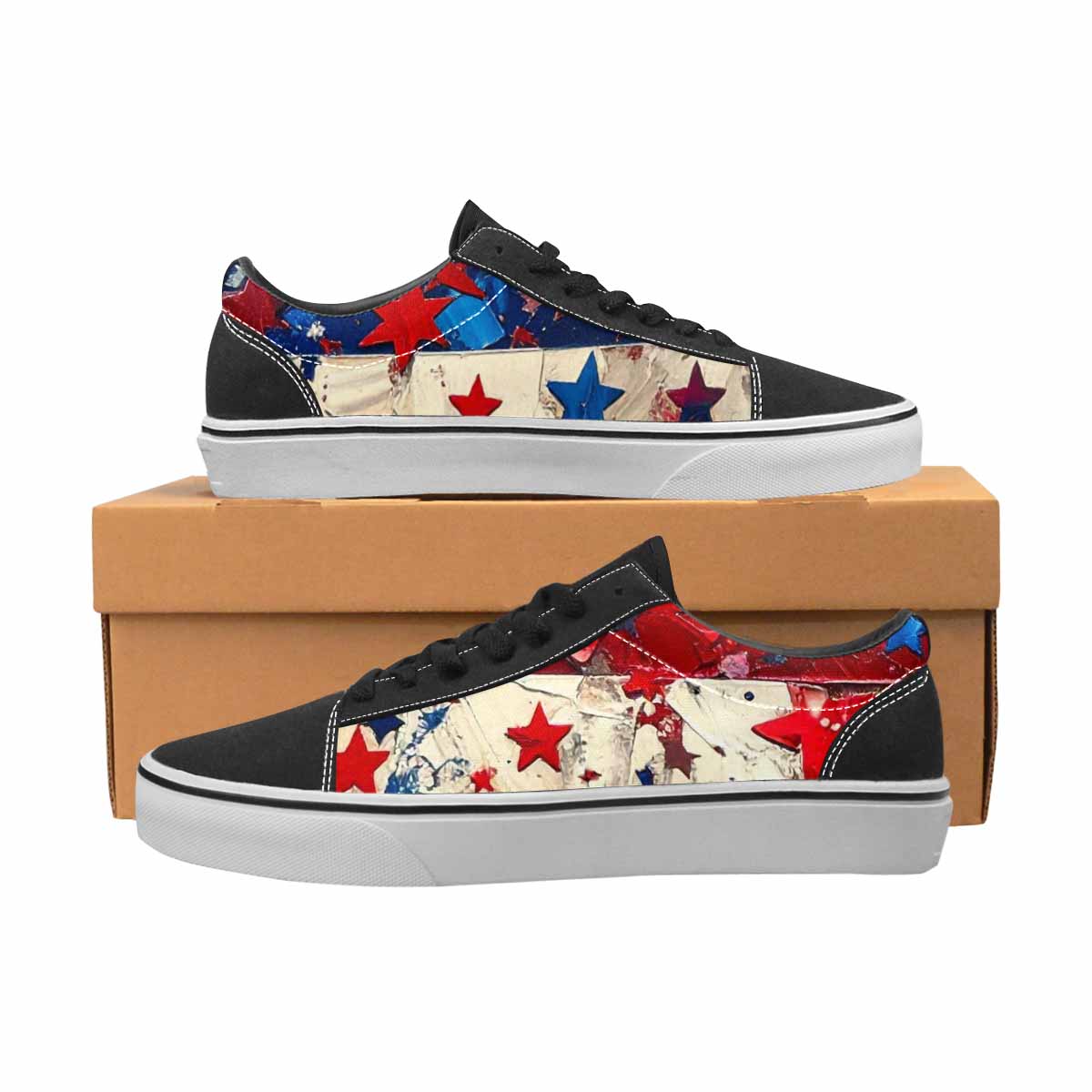 WOMEN'S Patriotic Stars Stripes Lace-Up Canvas Dreamlike Custom Shoes