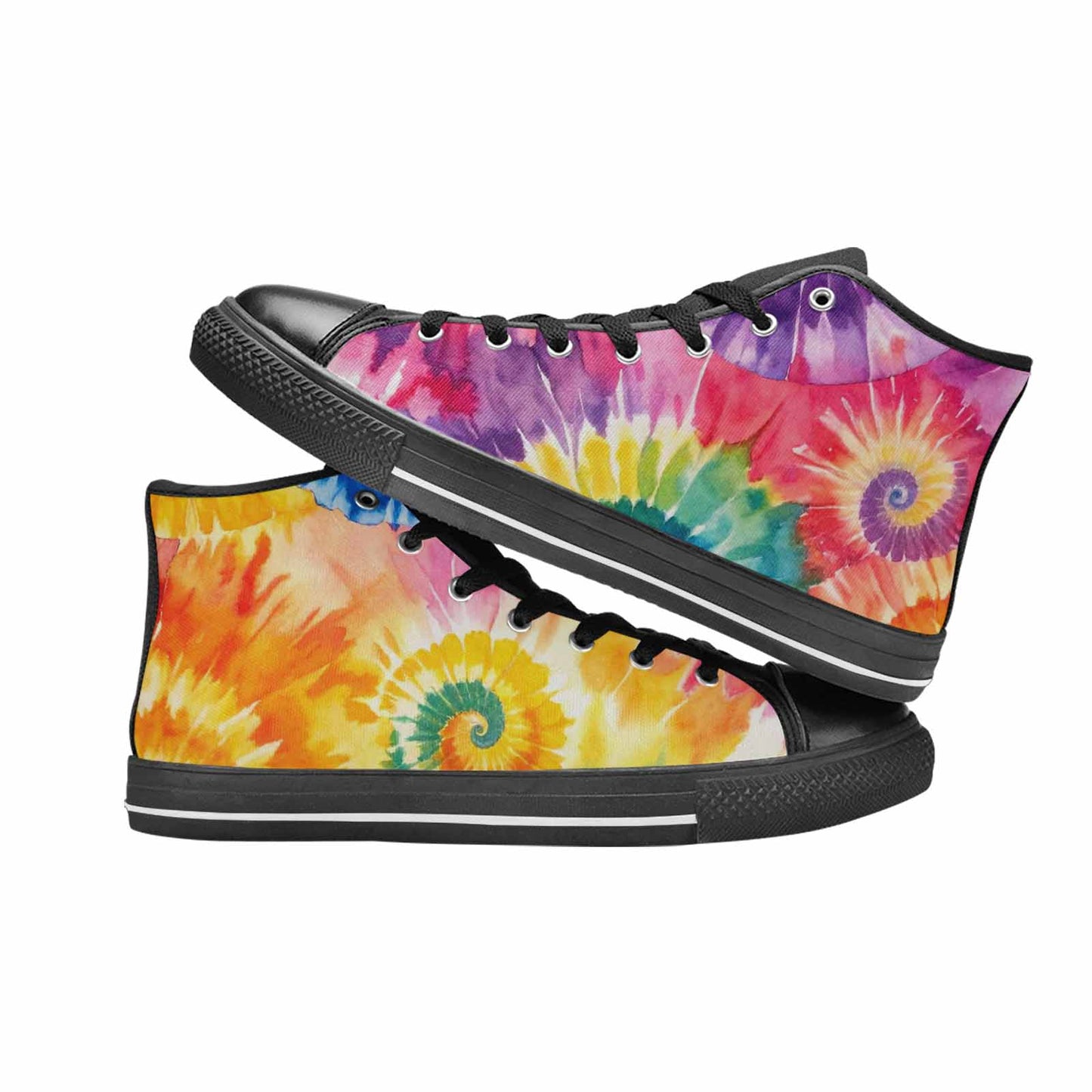 MEN'S Tie Dye Swirl High Top Canvas Neon Fantasy Custom Shoes