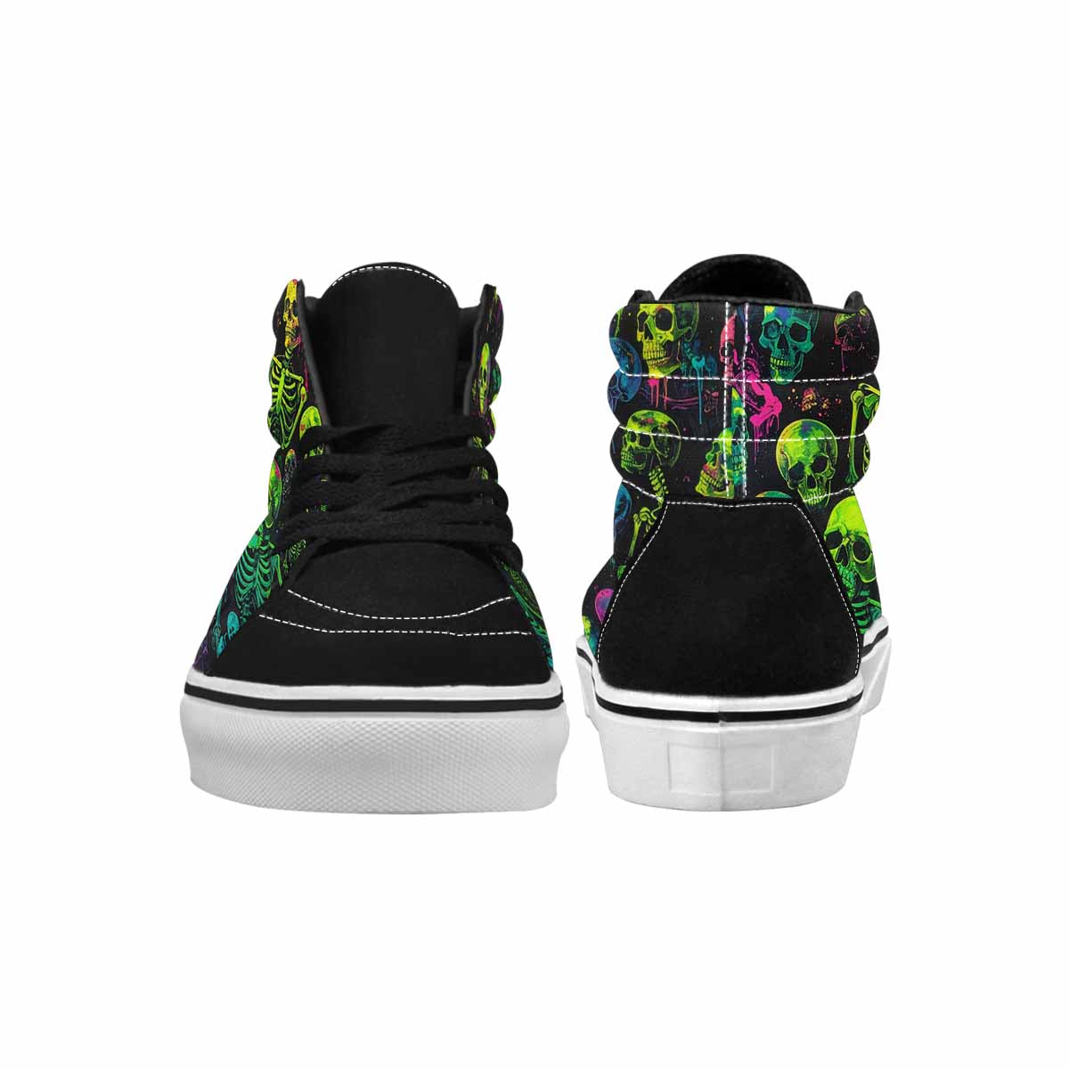 MEN'S Skeletons × Neon Green High Top Canvas Melting Art Sneakers