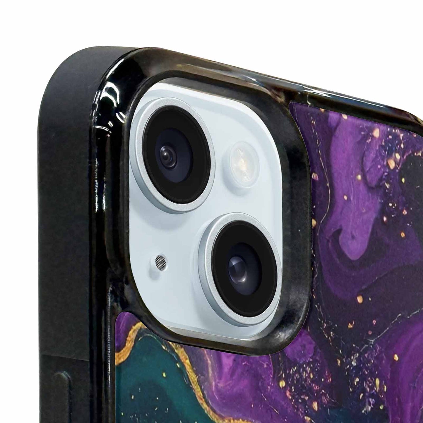 iPhone 15 Plus Case — Marbled Swirl Texture Blended With Galaxy, Original Design Phone Case