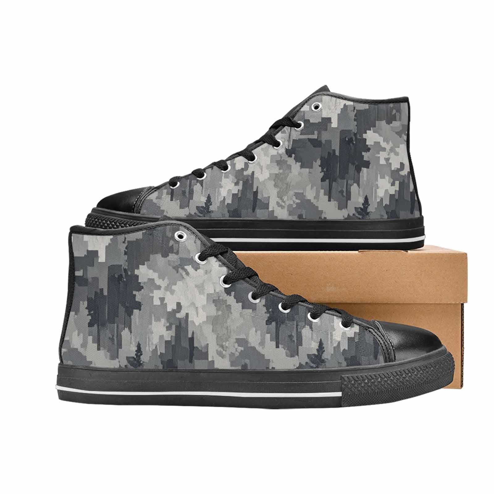 WOMEN'S Military Camouflage Blotch High Top Canvas Wallpaper Art Sneakers