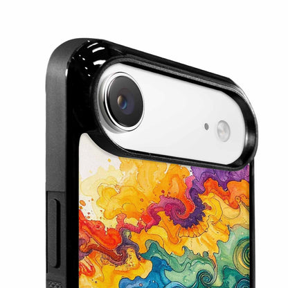 iPhone 17 Air Case — Tie Dye Swirls Black Blue Tie, Custom Designed Case Cover