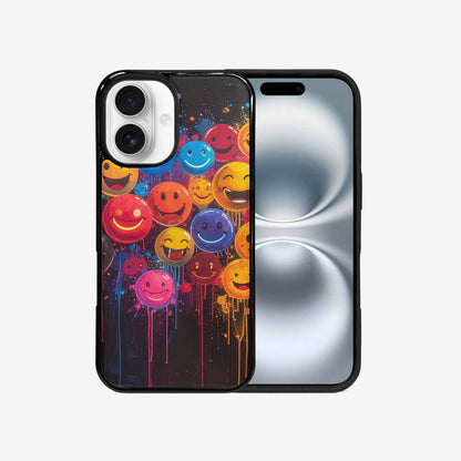 iPhone 16 Case — Smiley Faces Glow Smiley Faces Pattern, Custom Print Case Cover