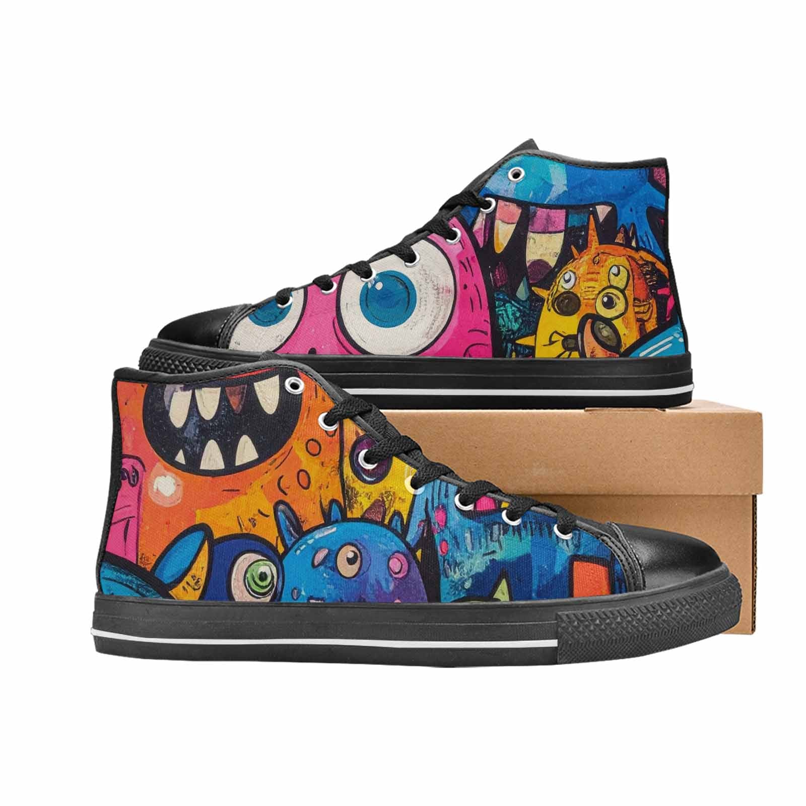 WOMEN'S Goofy Cartoon Monster High Top Canvas Grunge Custom Shoes