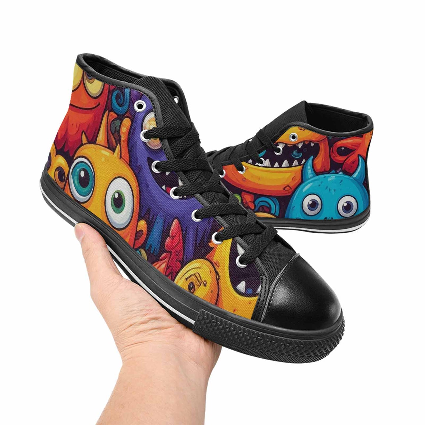 MEN'S Cartoon Monster Character High Top Canvas Vivid Custom Shoes