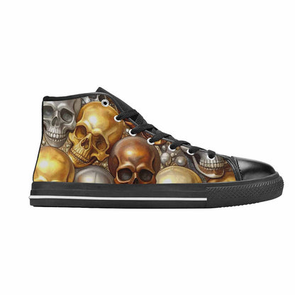 WOMEN'S Skulls - Metallic-Chrome- High Top Canvas Neon Fantasy Sneakers