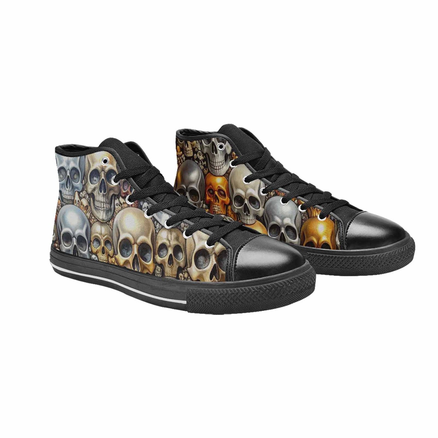WOMEN'S Skulls - Metallic-Chrome- High Top Canvas Dark Academia Custom Shoes