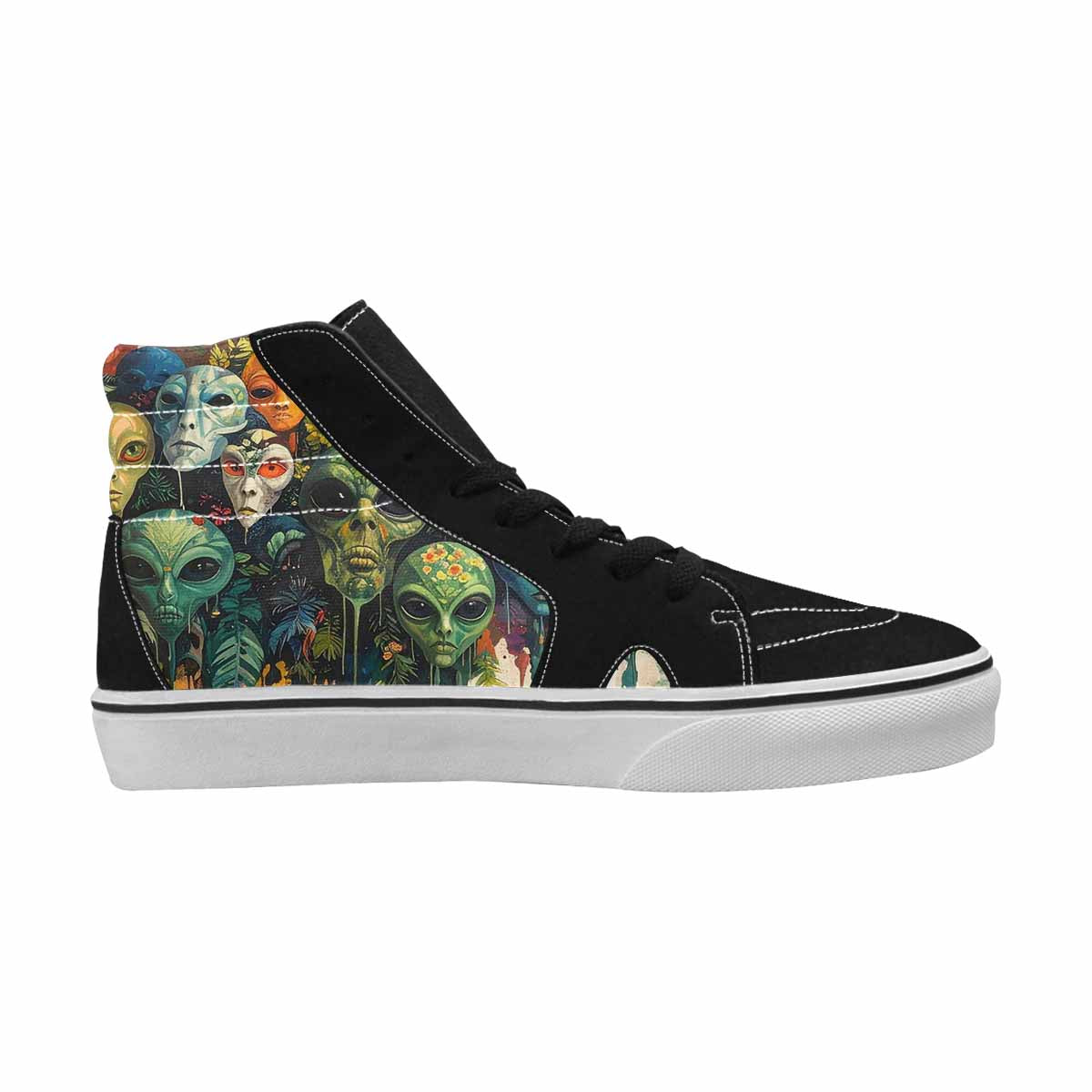 MEN'S Aliens High Top Canvas Neon Fantasy Custom Shoes