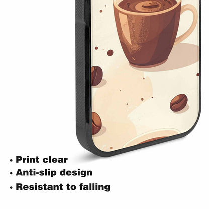 iPhone 15 Plus Case — Coffee Cup And Bean Pattern Seamless, Custom Made Phone Cover