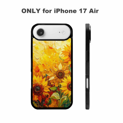 iPhone 17 Air Case — Impressionist Sunflower Brushstroke Pattern Hundreds Floral, Custom Made Phone Cover