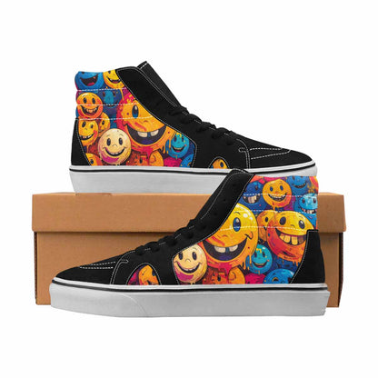 MEN'S Smiley Face High Top Canvas Boutique Neon Fantasy Custom Streetwear Shoes