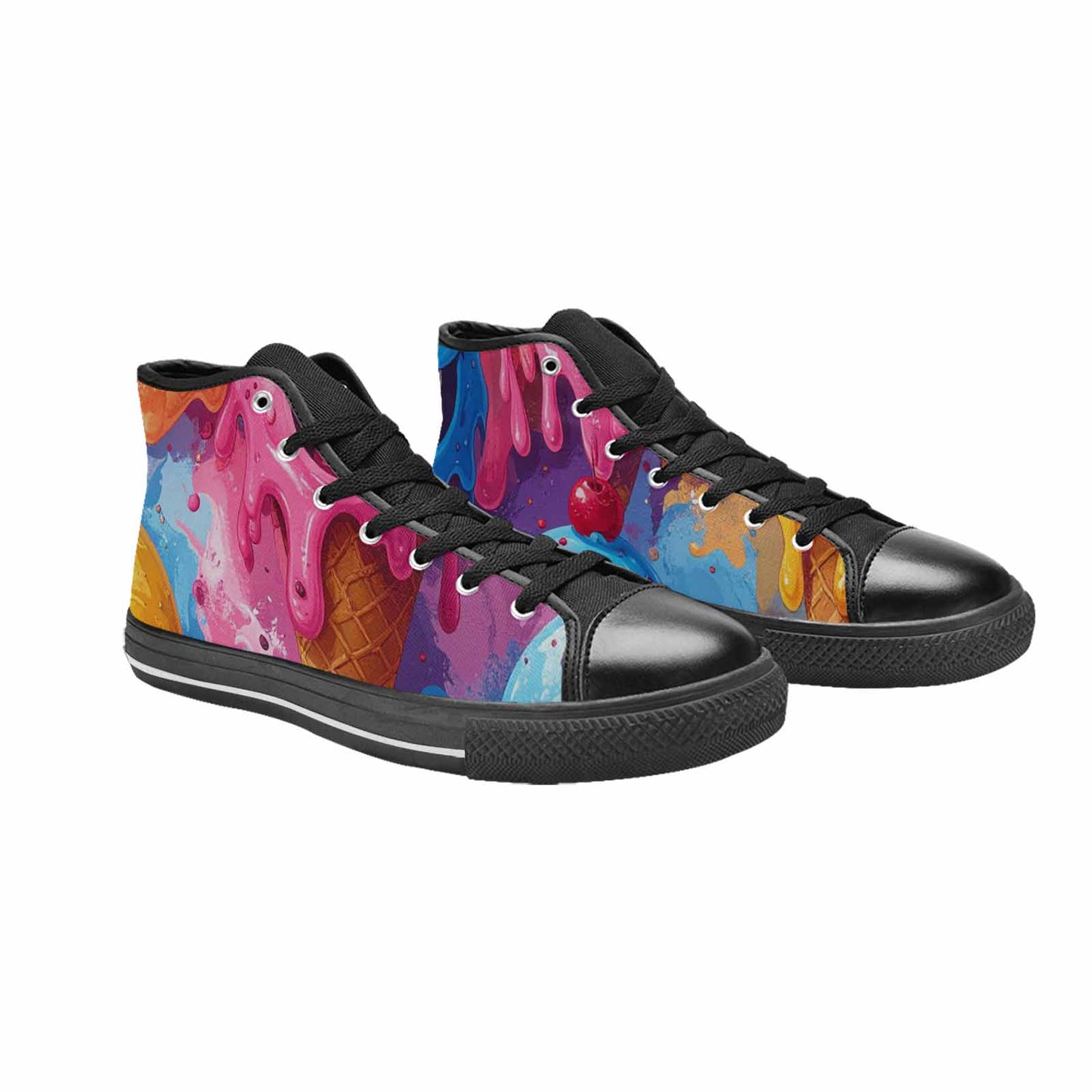 MEN'S Melting Icecream Monster Cherry High Top Canvas Vivid Custom Shoes