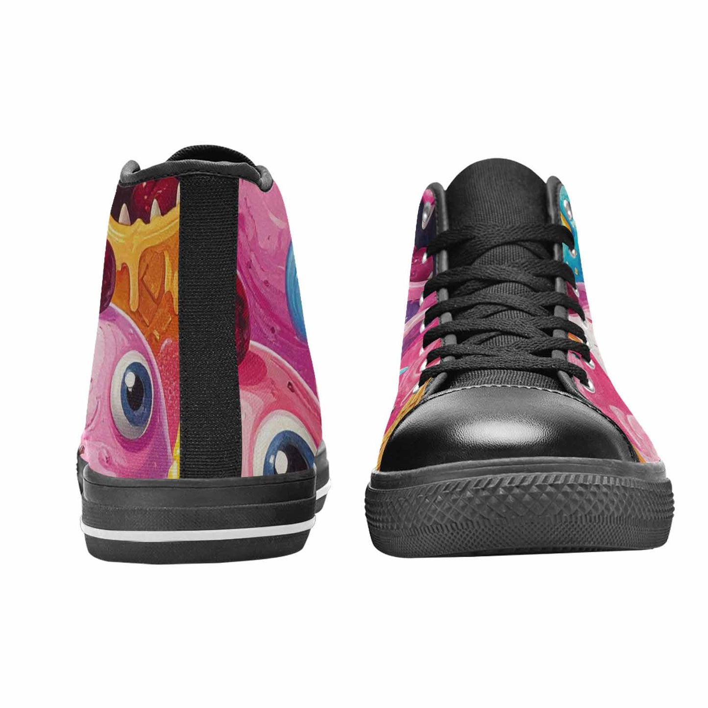 WOMEN'S Melting Icecream Monster Cherry High Top Canvas Vibrant Chaos Custom Shoes