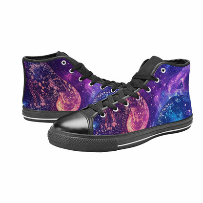 WOMEN'S Galaxy Snake Print High Top Canvas Vibrant Chaos Shoes