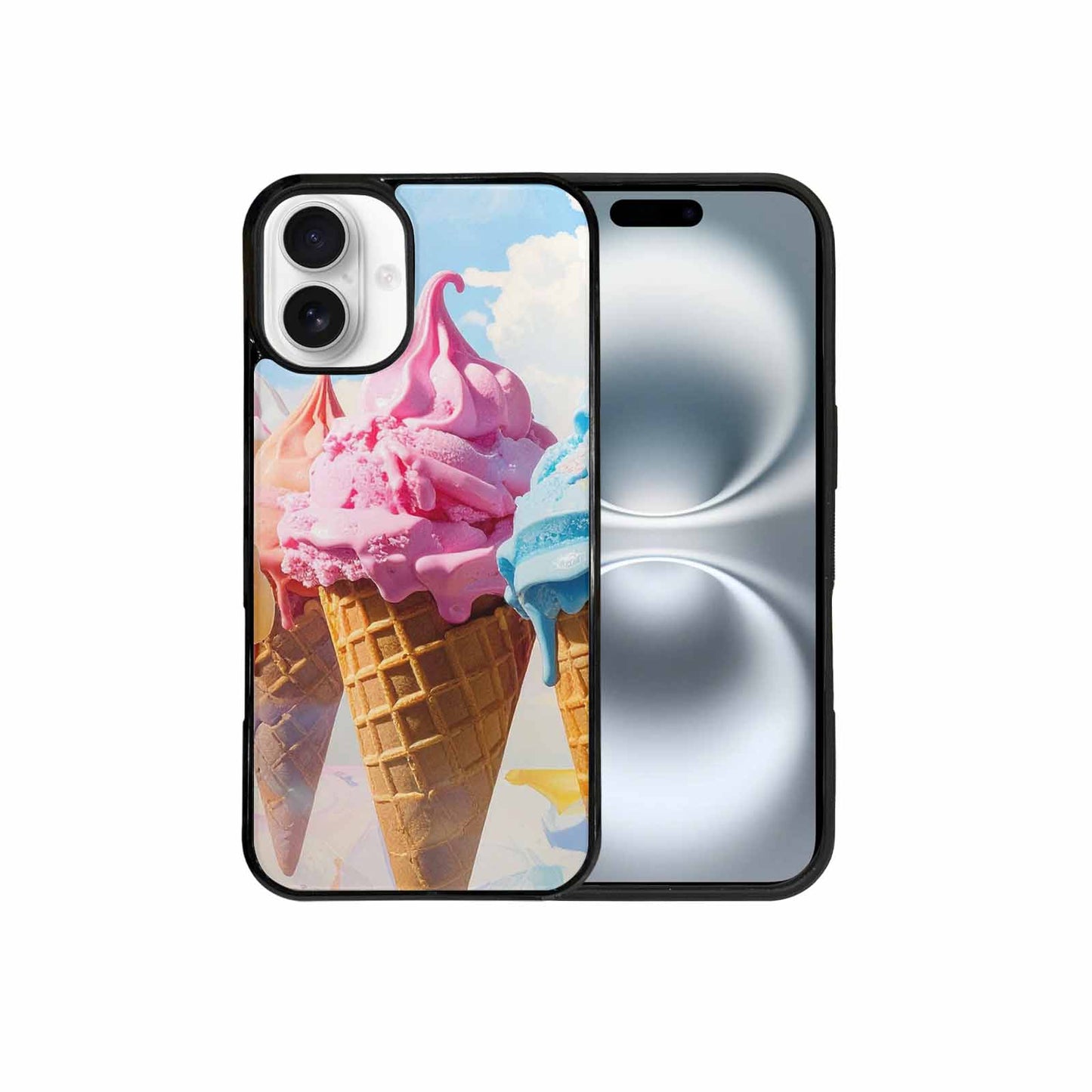 iPhone 16 Plus Case — Collage Of Overlapping Waffle Cone Icecream, Custom Made Phone Cover