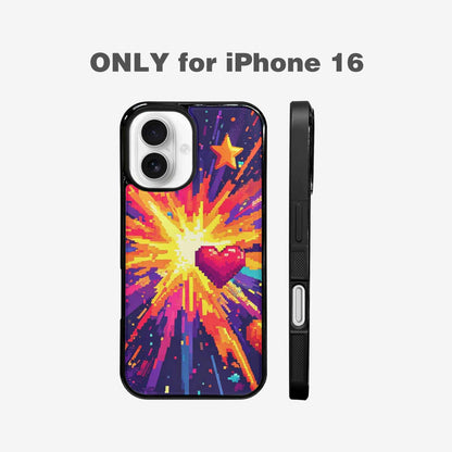 iPhone 16 Case — Pixel Art 8 Bit Burst Pattern, Custom Print Case Cover