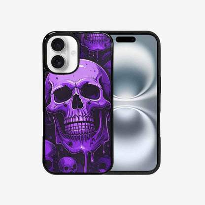 iPhone 16 Case — Monochrome Purple Skeletons Neon Drip Melting, Custom Art Phone Cover