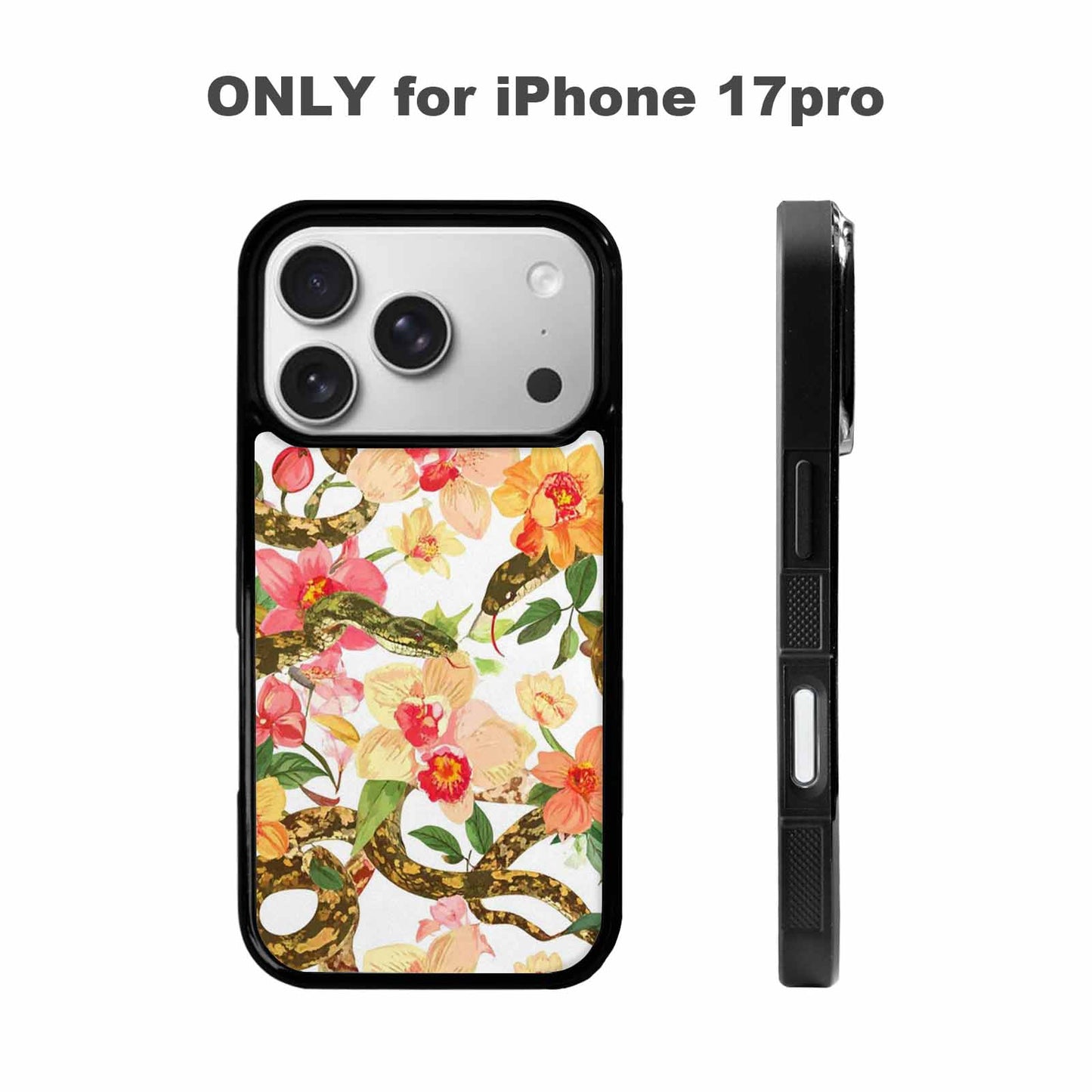 iPhone 17 Pro Case — Snakes Print Floral Seamless Pattern Floral, Custom Designed Case Cover