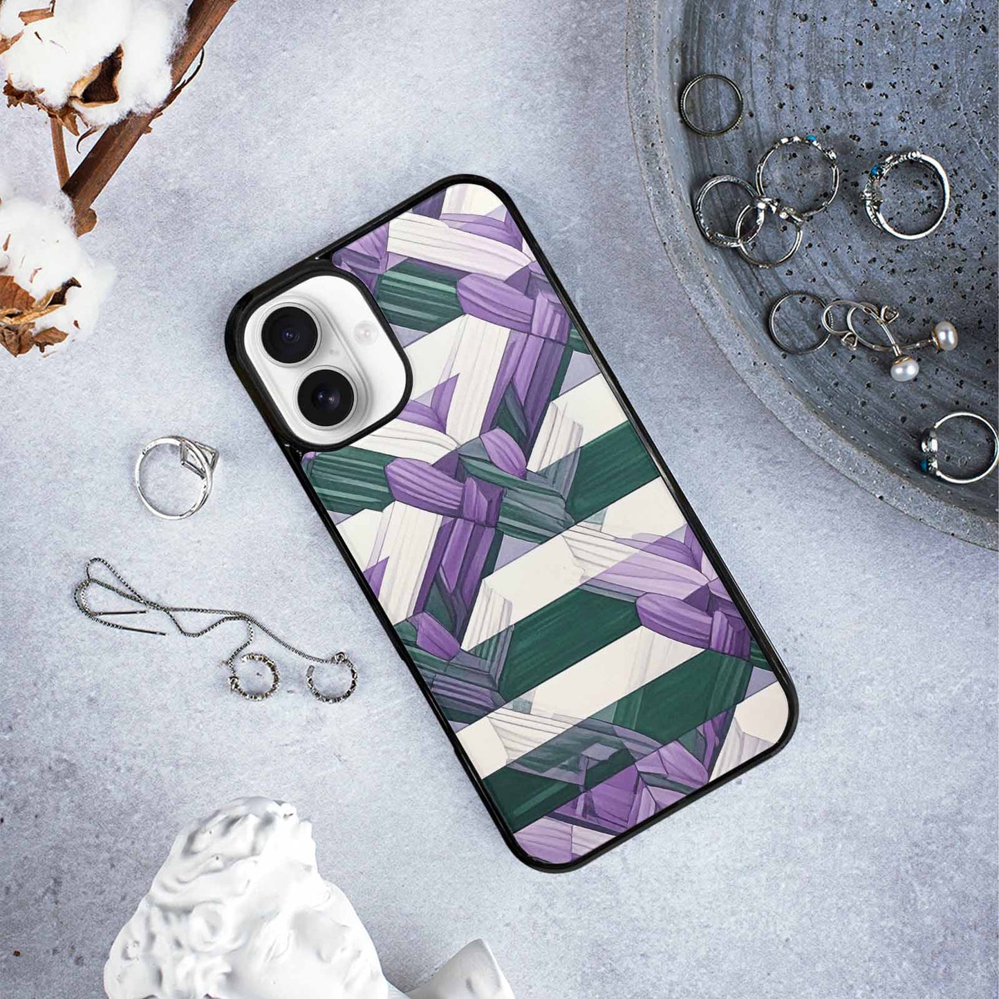 iPhone 16 Plus Case — Genderqueer Flag Color Theme Small Rainbow, Custom Designed Case Cover