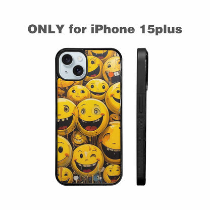 iPhone 15 Plus Case — Melting Moon Smiley Red Splatt Nsg, Custom Printed Phone Case