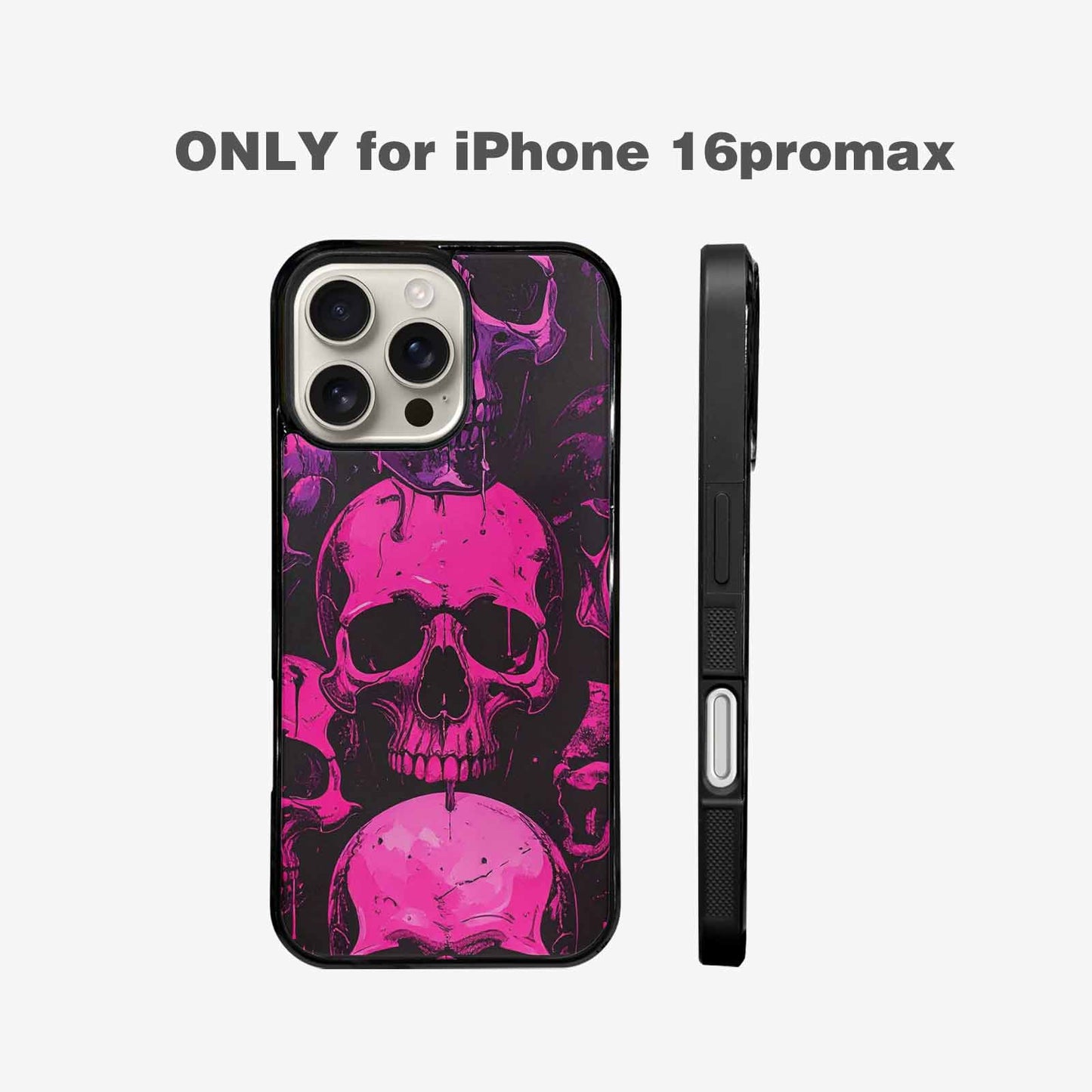 iPhone 16 Pro Max Case — Pink Purple Skeletons Neon Drip Melting, Custom Art Phone Cover