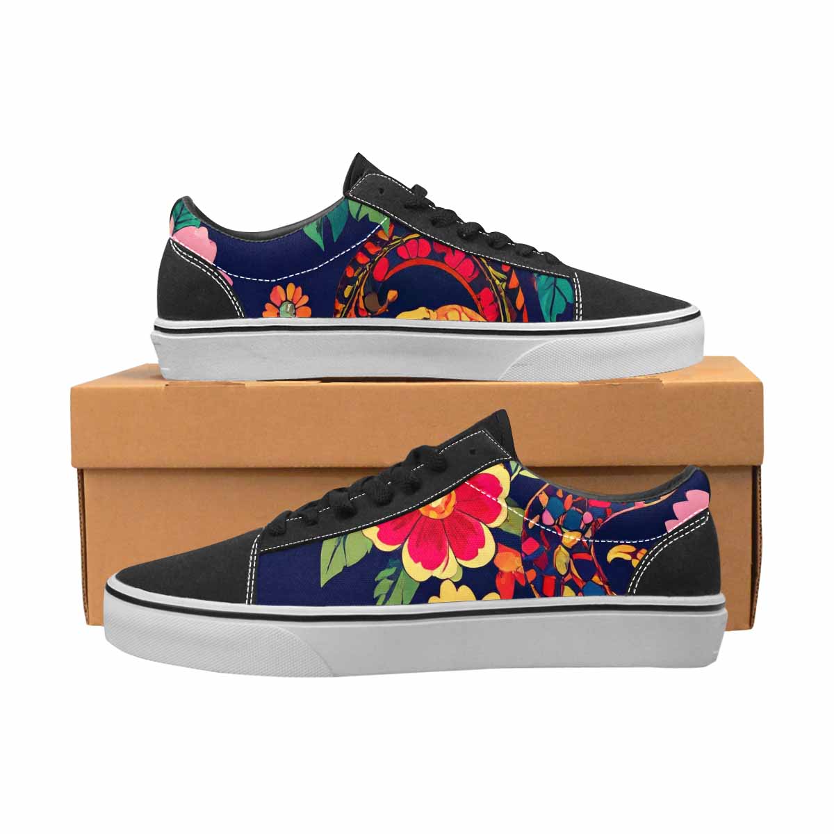 WOMEN'S Floral Snake Print Canvas Lace-Up Dark Academia Sneakers