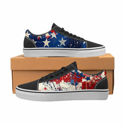 WOMEN'S Patriotic Stars Stripes Lace-Up Canvas Melting Art Custom Sneakers