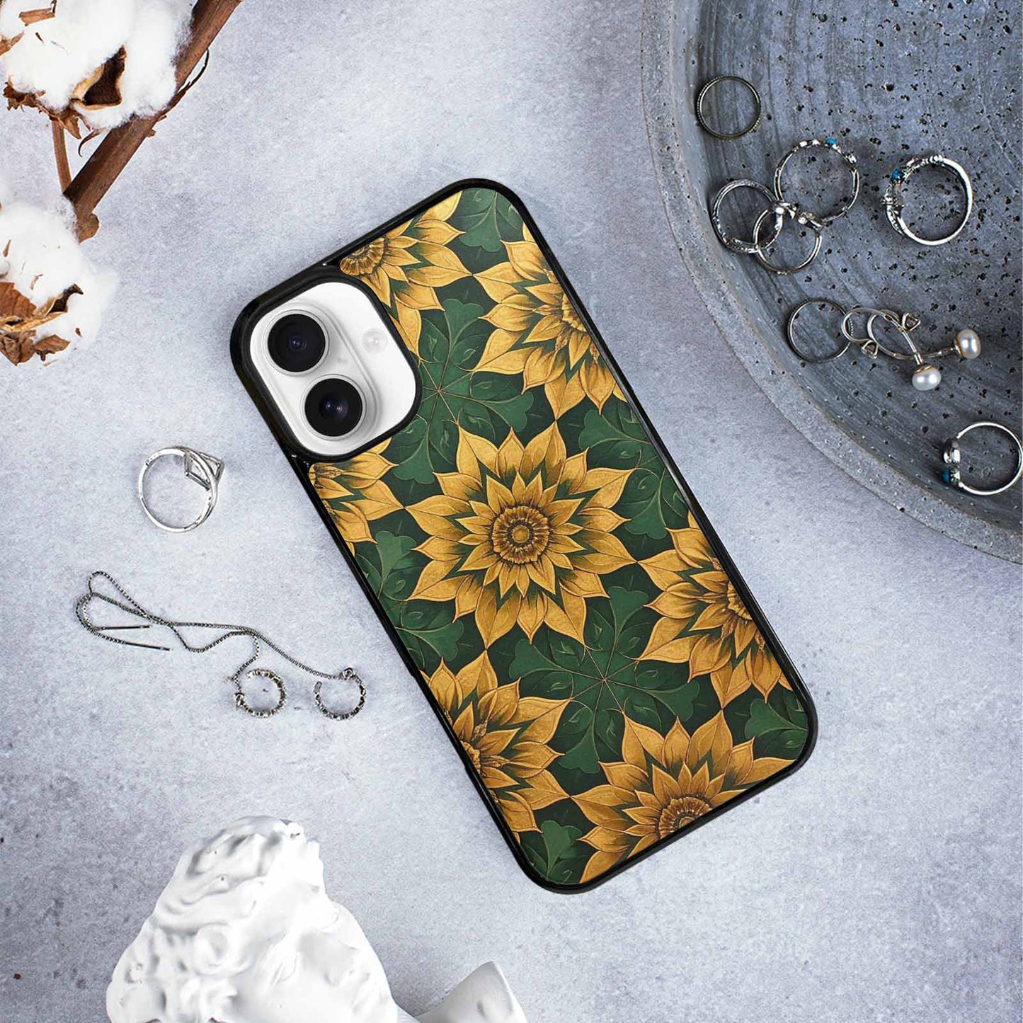 iPhone 16 Plus Case — Sunflower Mandala Kaleidoscope Custom, Custom Print Case Cover
