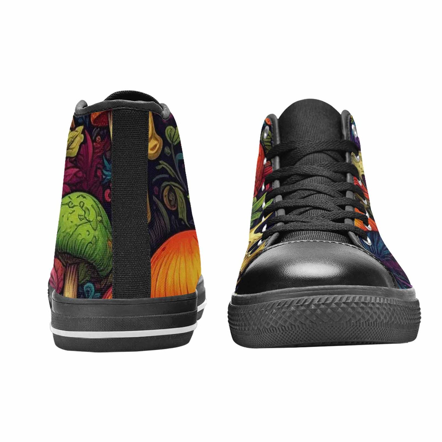MEN'S Mushrooms And Skulls High Top Canvas Aesthetic Custom Sneakers