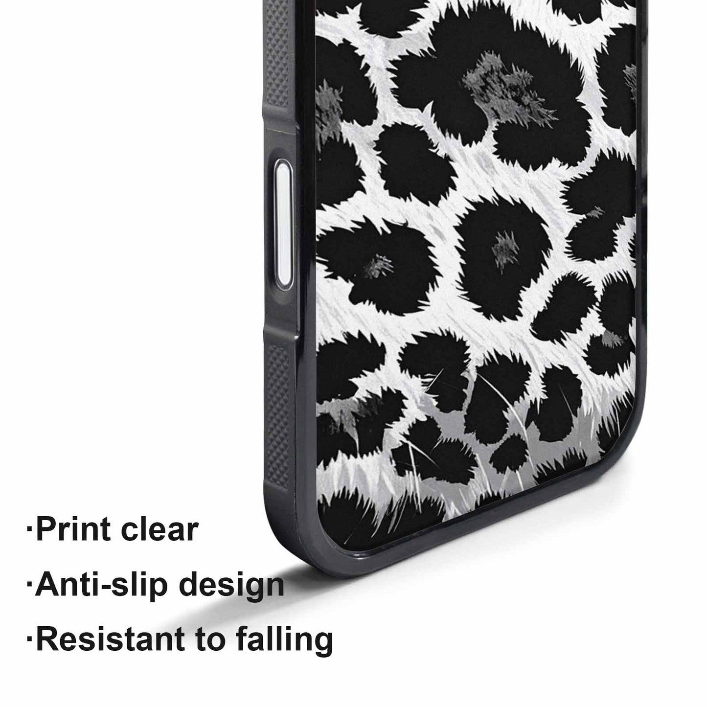 iPhone 17 Pro Case — Leopard Print Black And White Animal, Custom Printed Phone Case