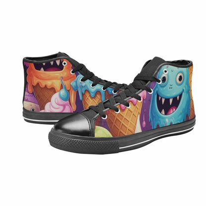WOMEN'S Melting Icecream Cone Monster High Top Canvas Wallpaper Art Sneakers