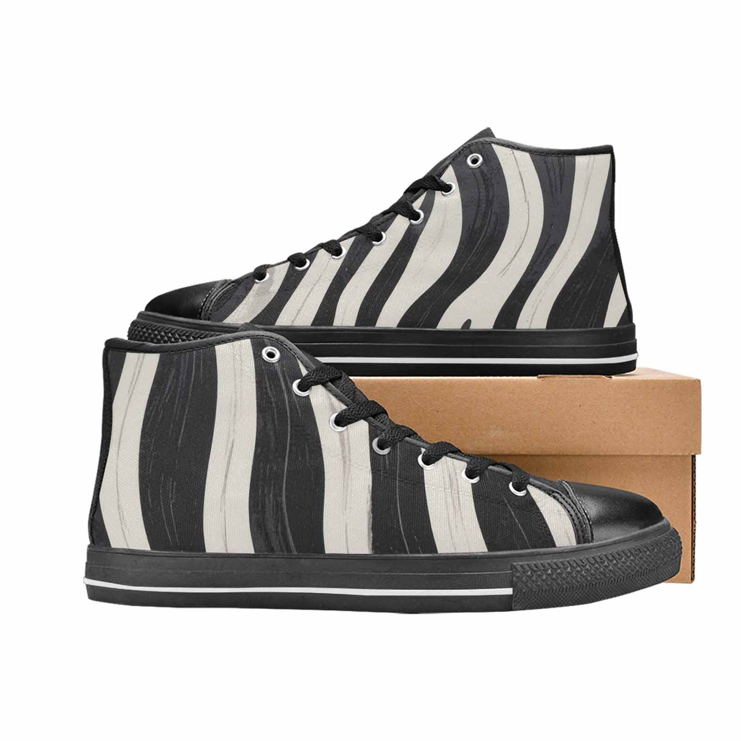 MEN'S Modern Zebra Stripe High Top Canvas Grunge Sneakers