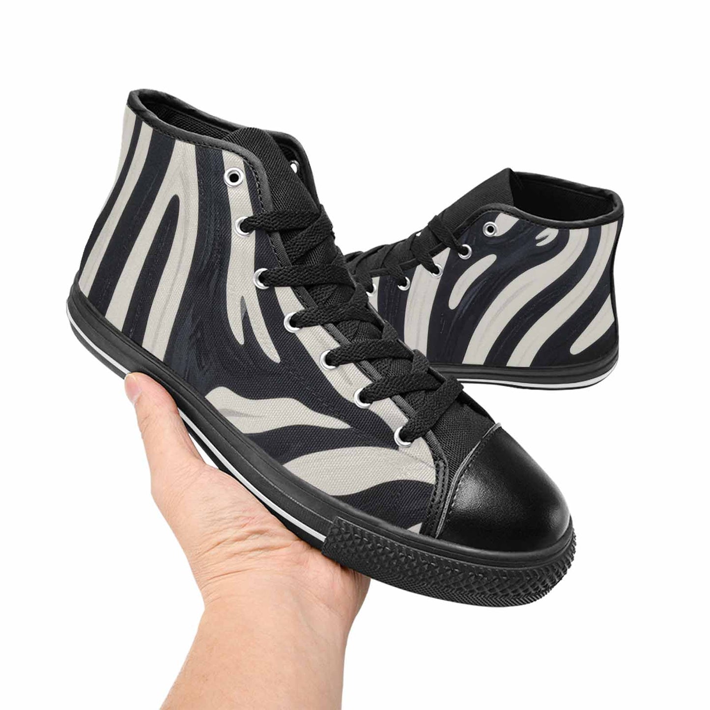 MEN'S Modern Zebra Stripe High Top Canvas Vibrant Chaos Sneakers